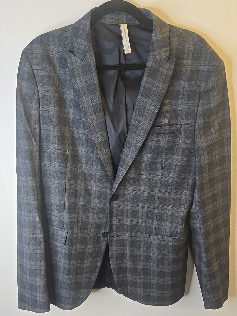Zara Men's Charcoal Gray Plaid Sport Coat